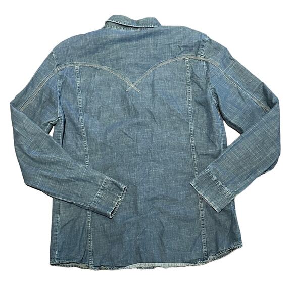 Diesel Mens XL Cotton Denim Western Style Long Sleeve Shirt with Snap Closure - Picture 2 of 8